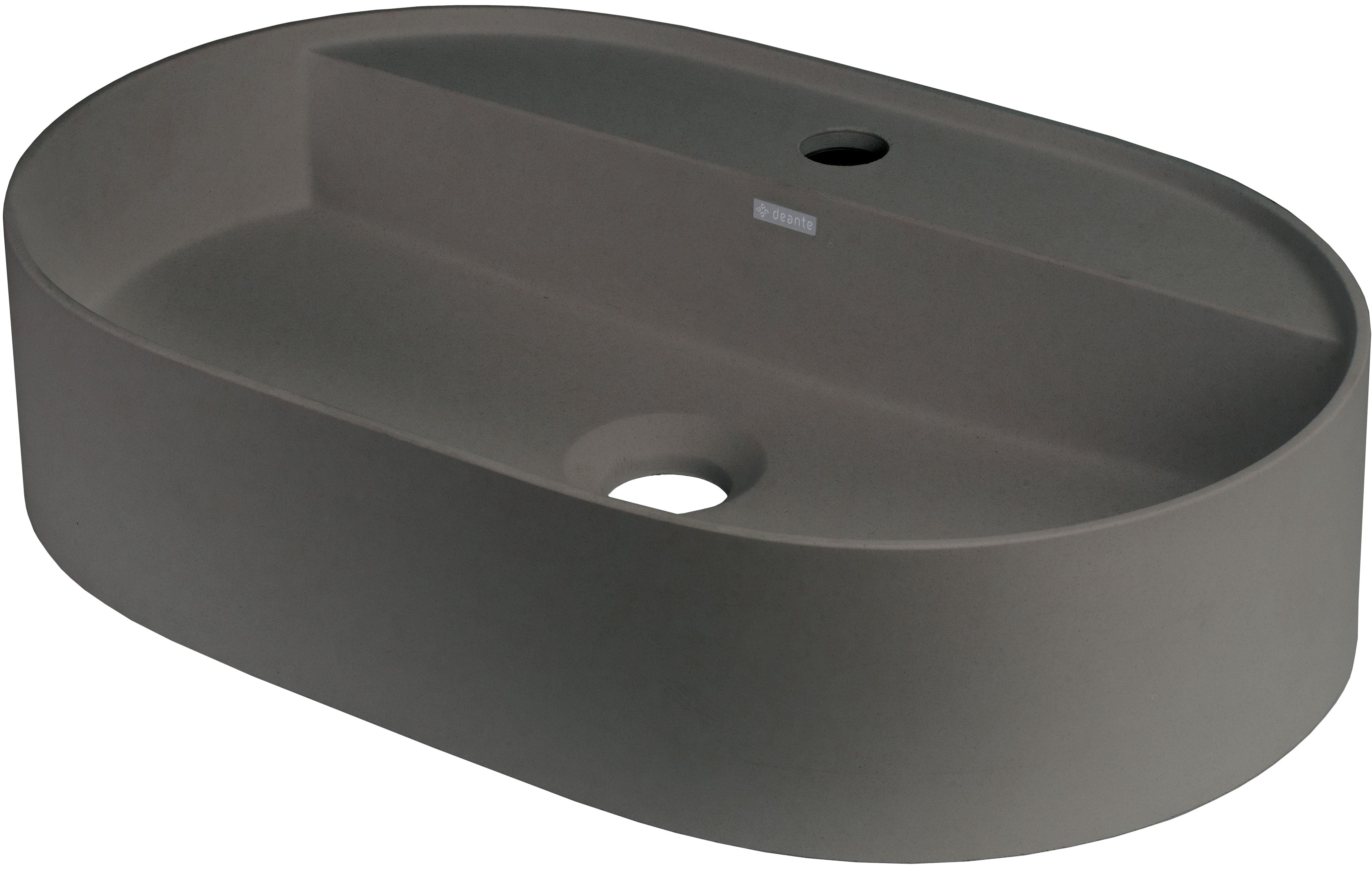 Granite washbasin, countertop, with tap shelf - oval